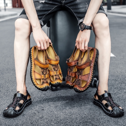 Russell & Bromley new style Summer Men's Outdoor Plus Size Leather Sandals - A Stylish and Comfortable Choice for Your Adventures