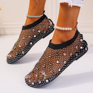 Russell & Bromley new style Summer's Must-Have: Colorful Rhinestone Mesh Flat Sandals for Women